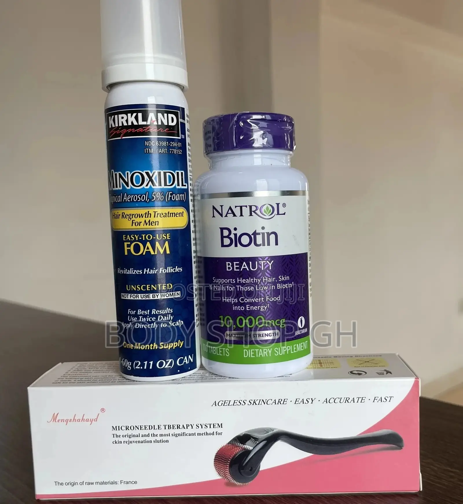 Baldness Treatment Combo Pack (Kirkland Foam +Roller +Biotin