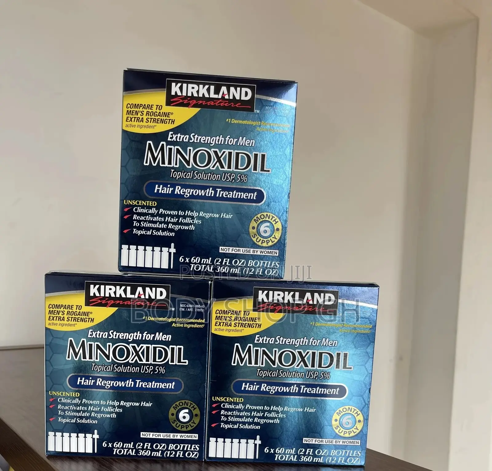 KIRKLAND MINOXIDIL FULL BOX - 6 Bottles + Dropper