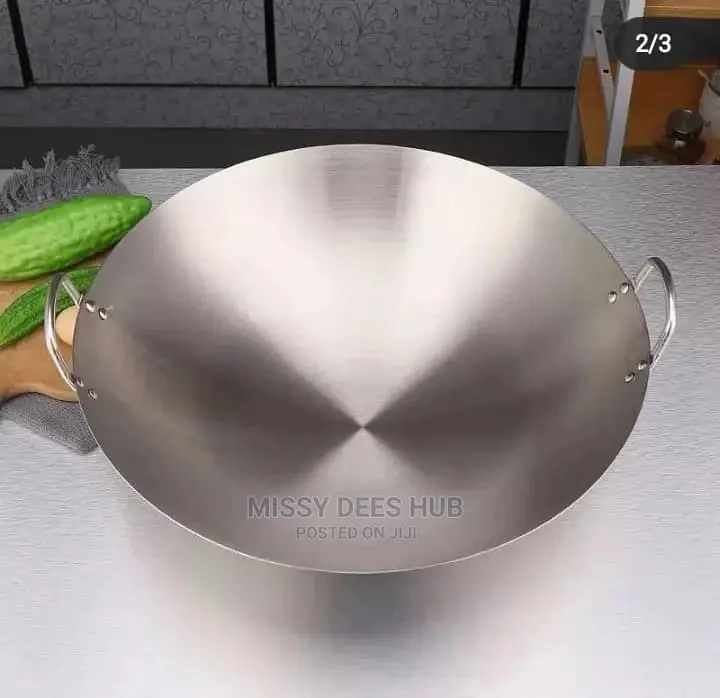 Stainless Steel Wok or Uncoated Stir-Fry Wok - 40cm
