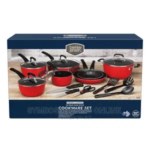 Berkley Jensen 18 Piece Non-Stick Cookware Set - Red