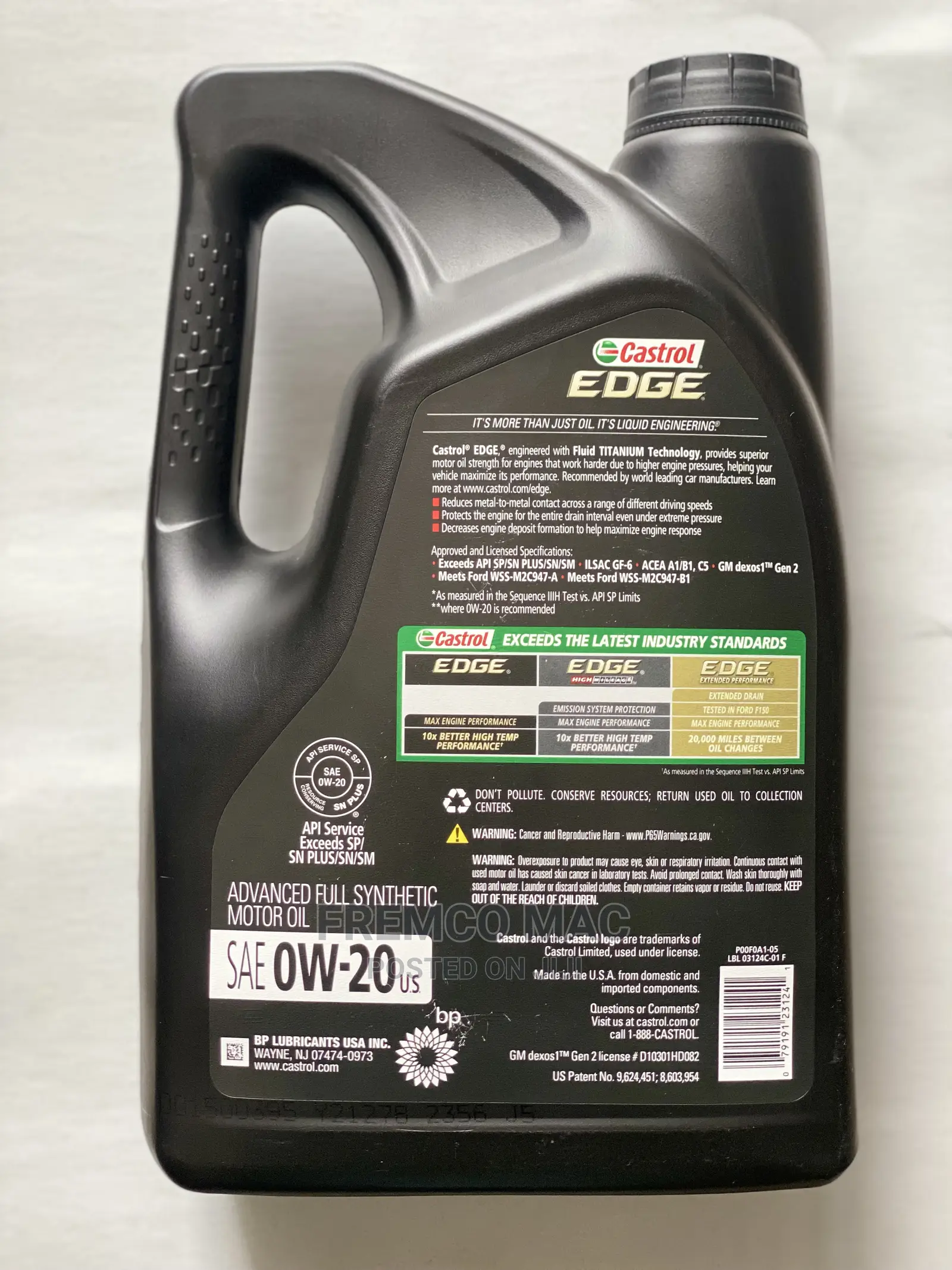 Castrol EDGE Advanced Full Synthetic Oil (0w-20)