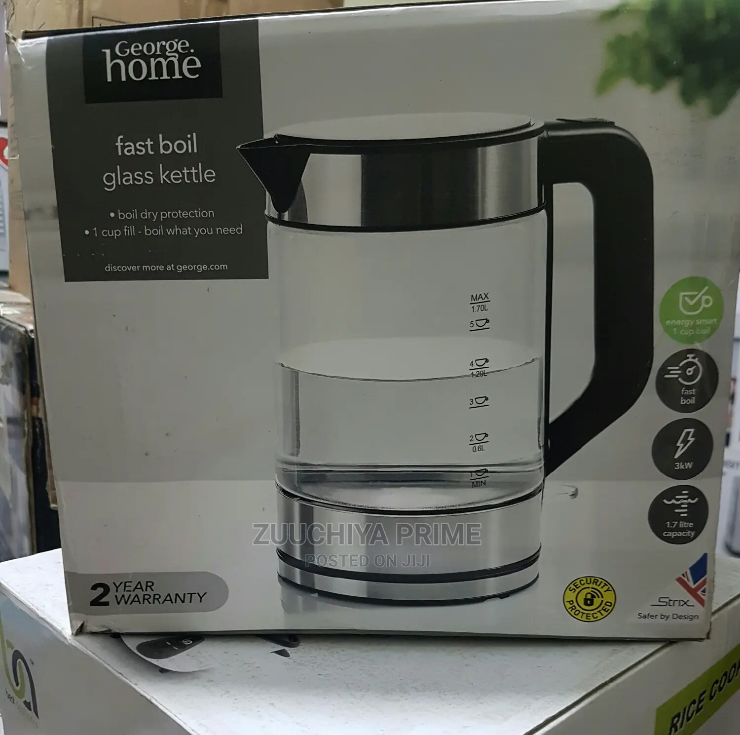 1.7l George Home Glass Kettle From Uk