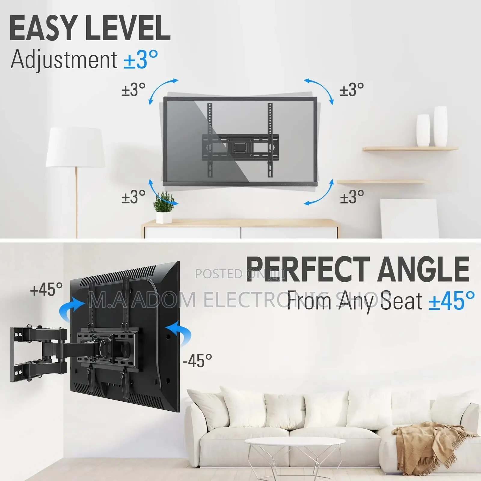 Adjustable Tv Wall Holder With 32”-75” Tv Screen Suitability