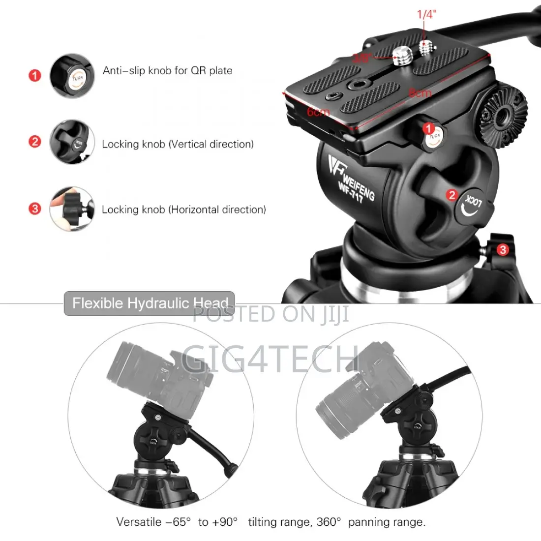 Weifeng Wf-717 1.8m Heavy Duty Video Tripod