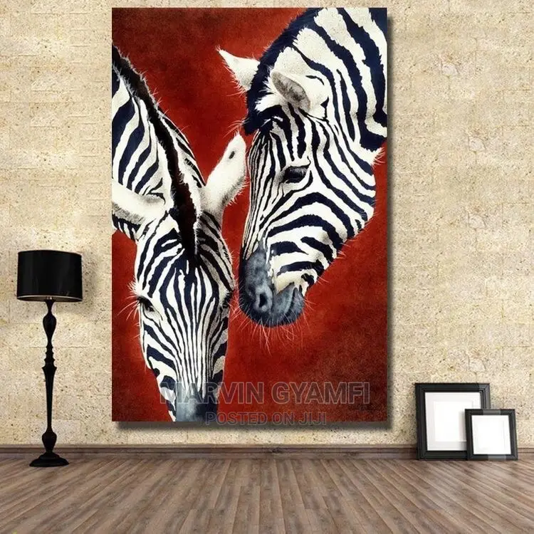 Unity Zebra Painting on Canvas 45X 20 Inches on Canvas