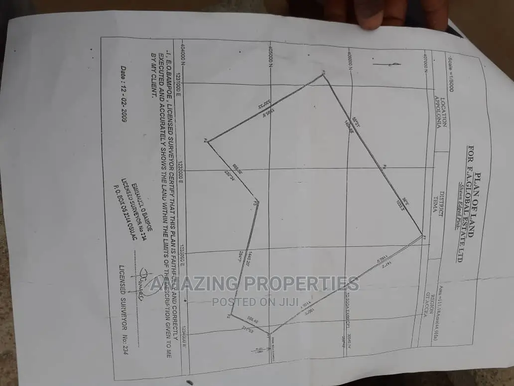 120 Acres of Land Title Certificate Is for Sale Appolonia