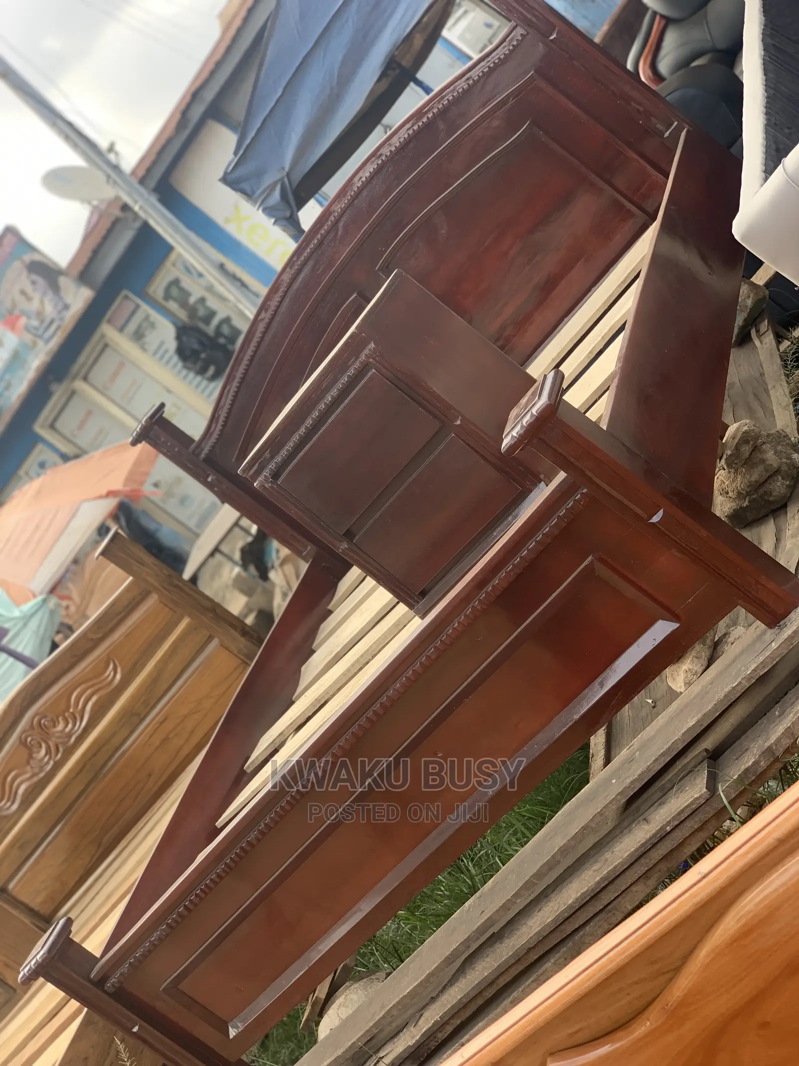 Coffee Red Queen Size Bed