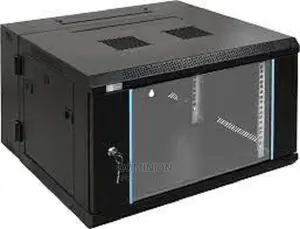 6u 600x600 Front Glass Door Wall Cabinet With Fan (Black)