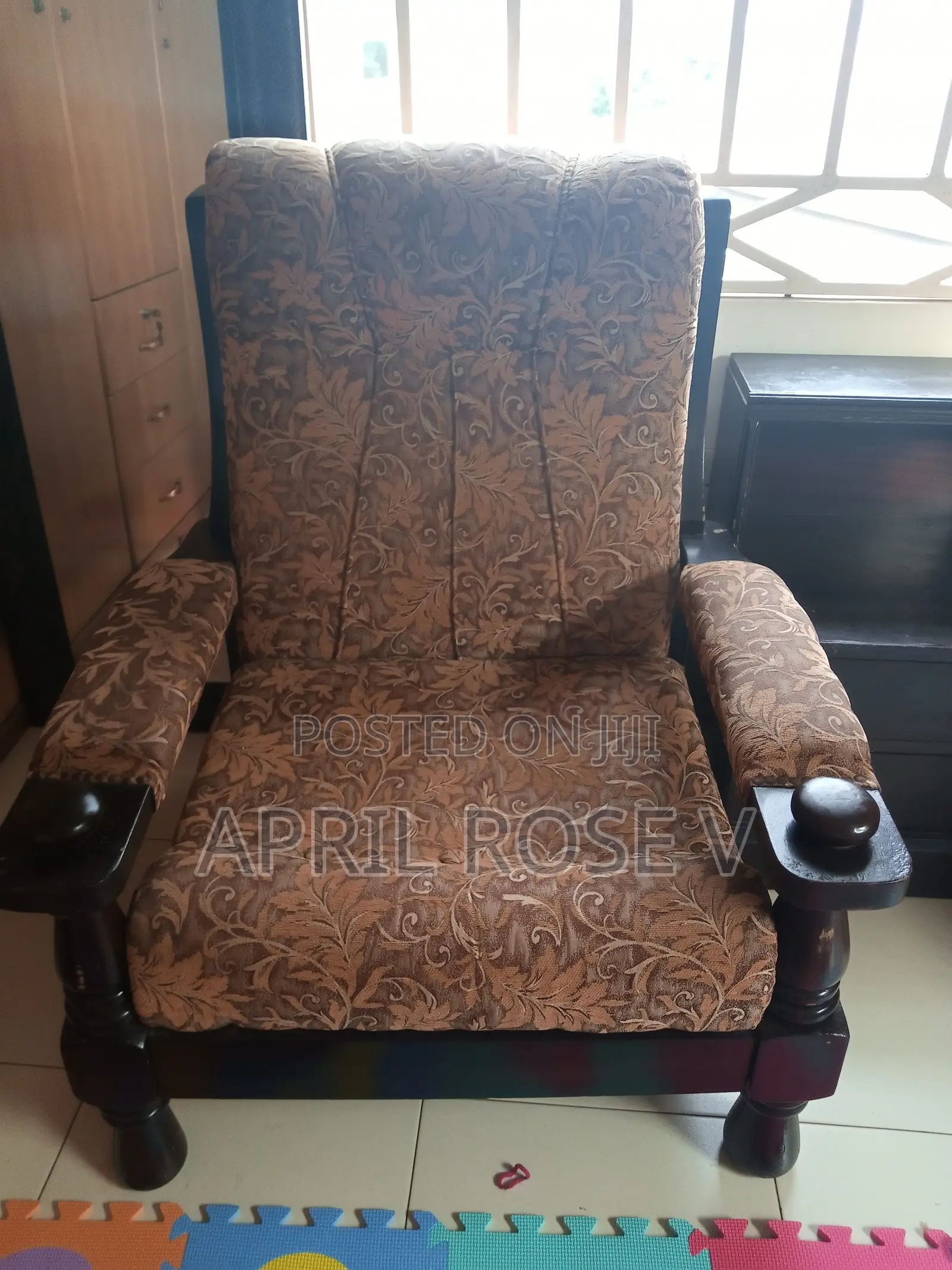 Solid Wood Upholstered Armchair