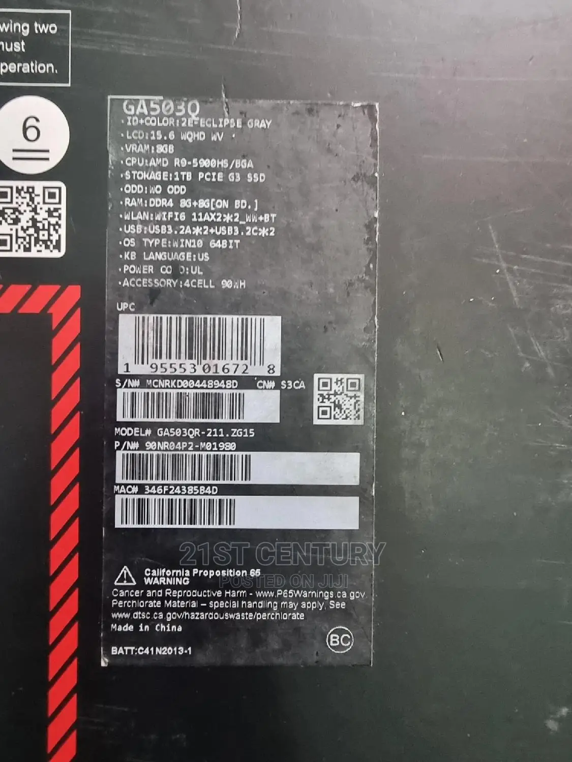 New Laptop Asus ROG Zephyrus G15 16GB AMD Ryzen SSD 1T