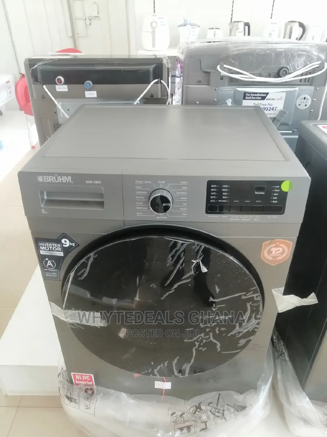 Front Load Fully Auto 9kg Bruhm Washing Machine Inverter