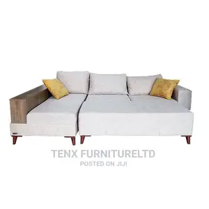 Sofa (L-Shape With Ottoman)3 Seater Suede Upholstery