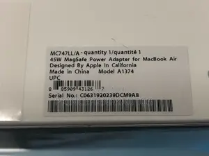 GENUINE Apple Mc747ll/A 45W Magsafe Power Adapter