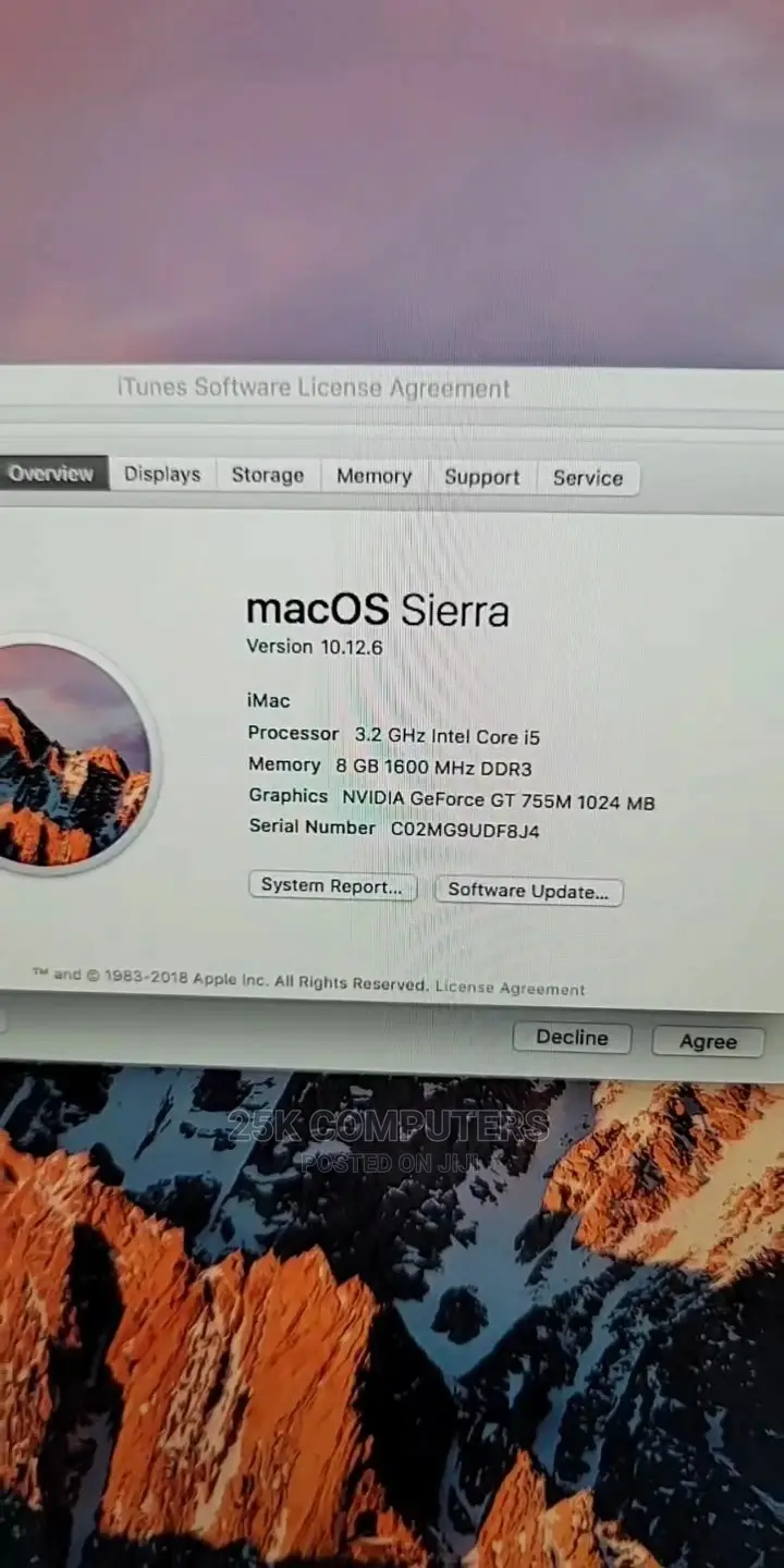 Desktop Computer Apple iMac 8GB Intel Core I5 SSD 1T