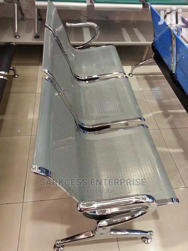 3 Seater Stainless Vsitors Chair - SILVER