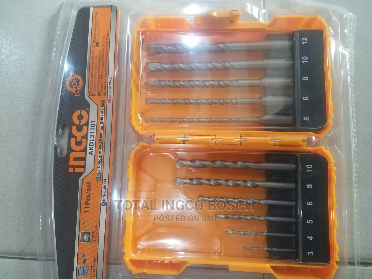 Ingco 11 Pcs Concrete and Hammer Drill Bits Set