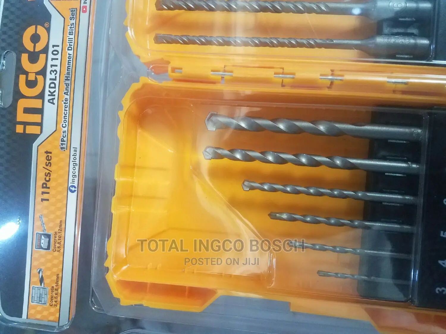 Ingco 11 Pcs Concrete and Hammer Drill Bits Set