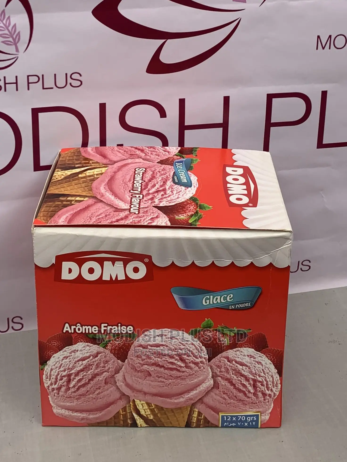 Domo Ice Cream Powder Strawberry Flavor (70g*12)