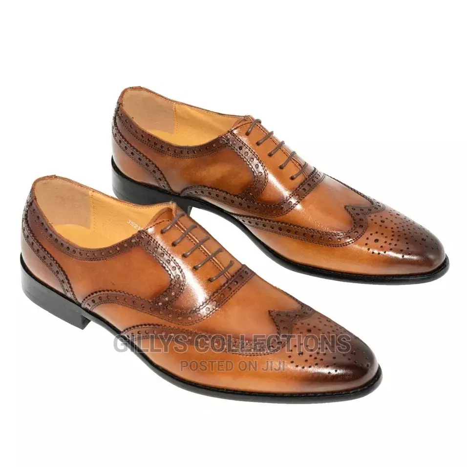Men Dress Wedding Shoes Genuine Leather Brown