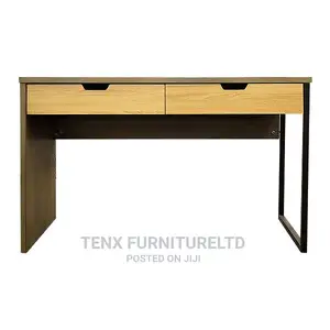 COMPUTER DESK GREY DRAWERS With Metal and Wooden Legs