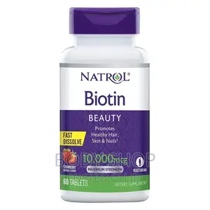 Natrol Biotin for Hair Beard Growth (10,000mcg) Strawberry