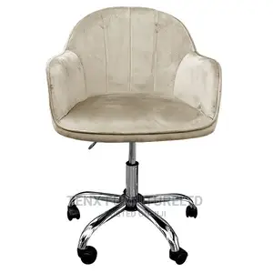 Office Chair(Silver Metal Base With Rollers )Grey and Blue