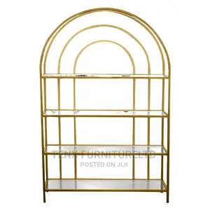 BOOKSHELF (4 Tier Plain Tempered Glass Shelves)METAL