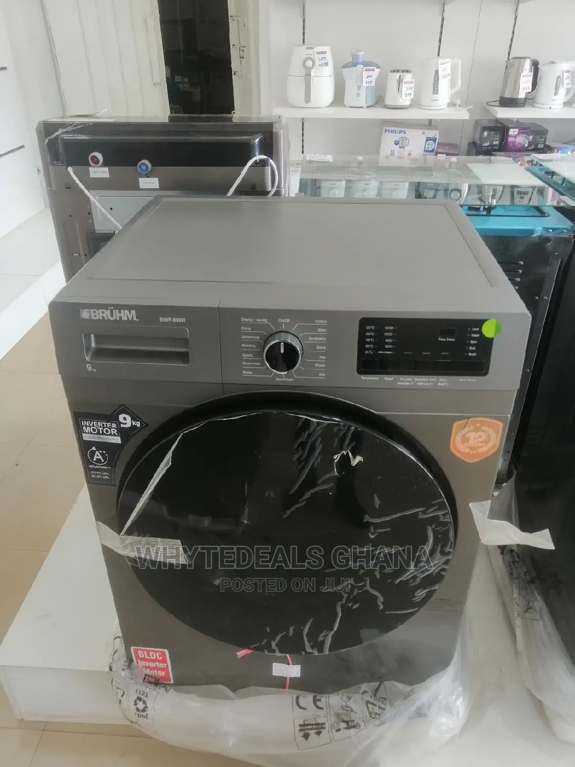 Front Load Full Auto 9kg Bruhm Washing Machine Inverter