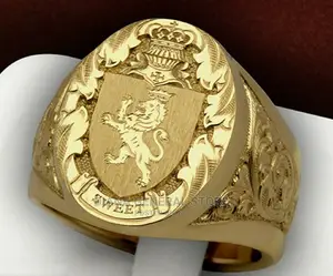 Classic Fashion Crown Lion Badge Shield Ring