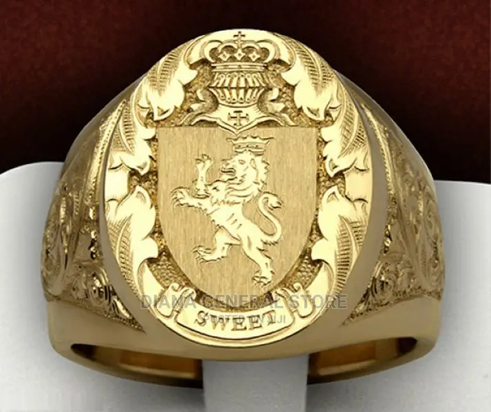 Classic Fashion Crown Lion Badge Shield Ring