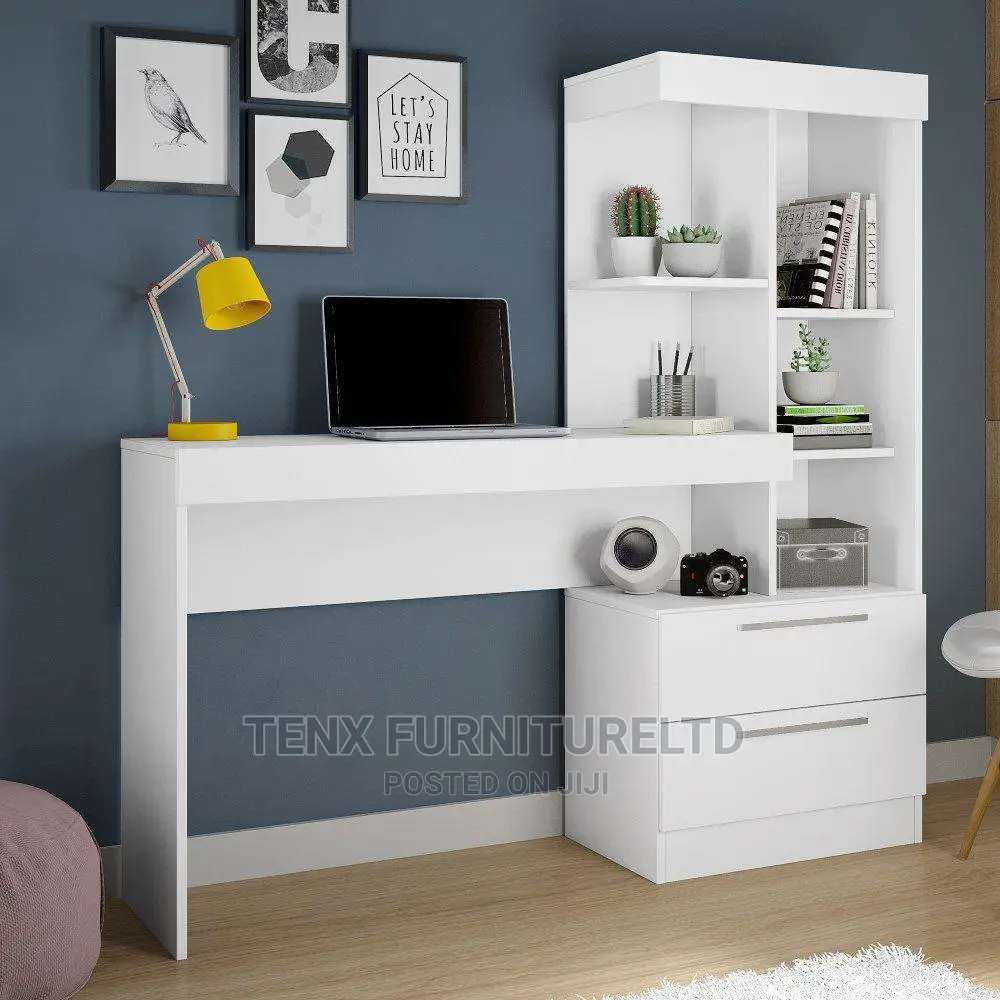 Office/Home Desk With Storage (White)Till