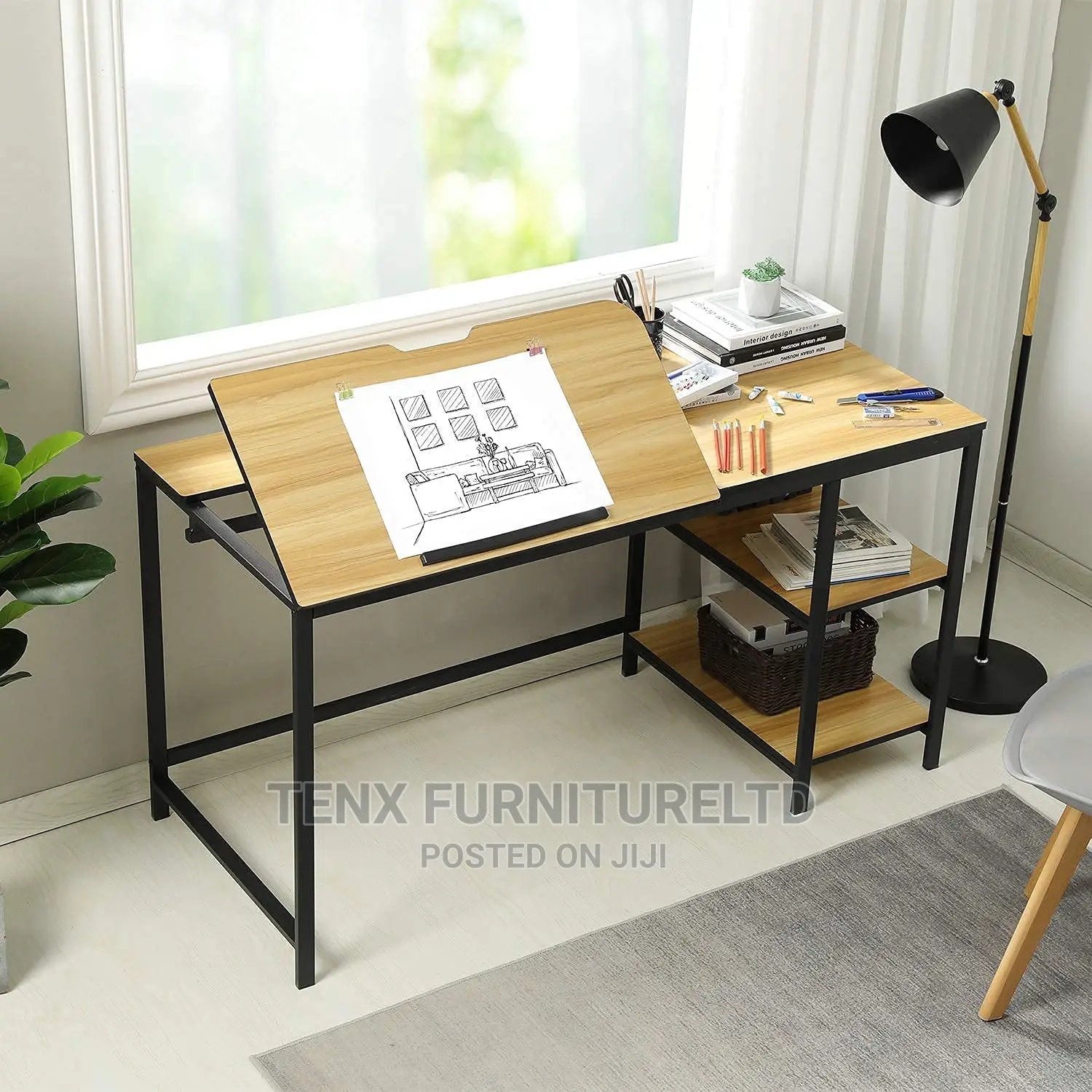 Drawing Board Desk With Metal Legs