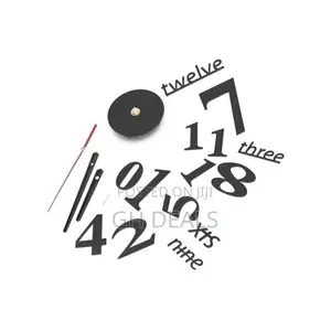 Frameless 3D Stick on Wall Clock - Black