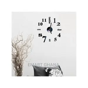 Frameless 3D Stick on Wall Clock - Black