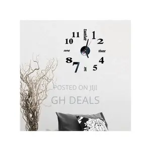 Frameless 3D Stick on Wall Clock - Black