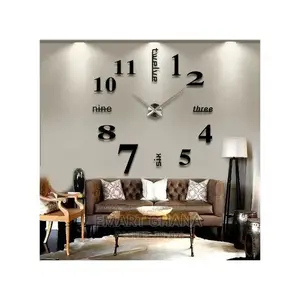 Frameless 3D Stick on Wall Clock - Black