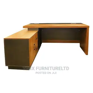 EXECUTIVE DESK ( Dark Brown Wood Grain and Black)RUGGED