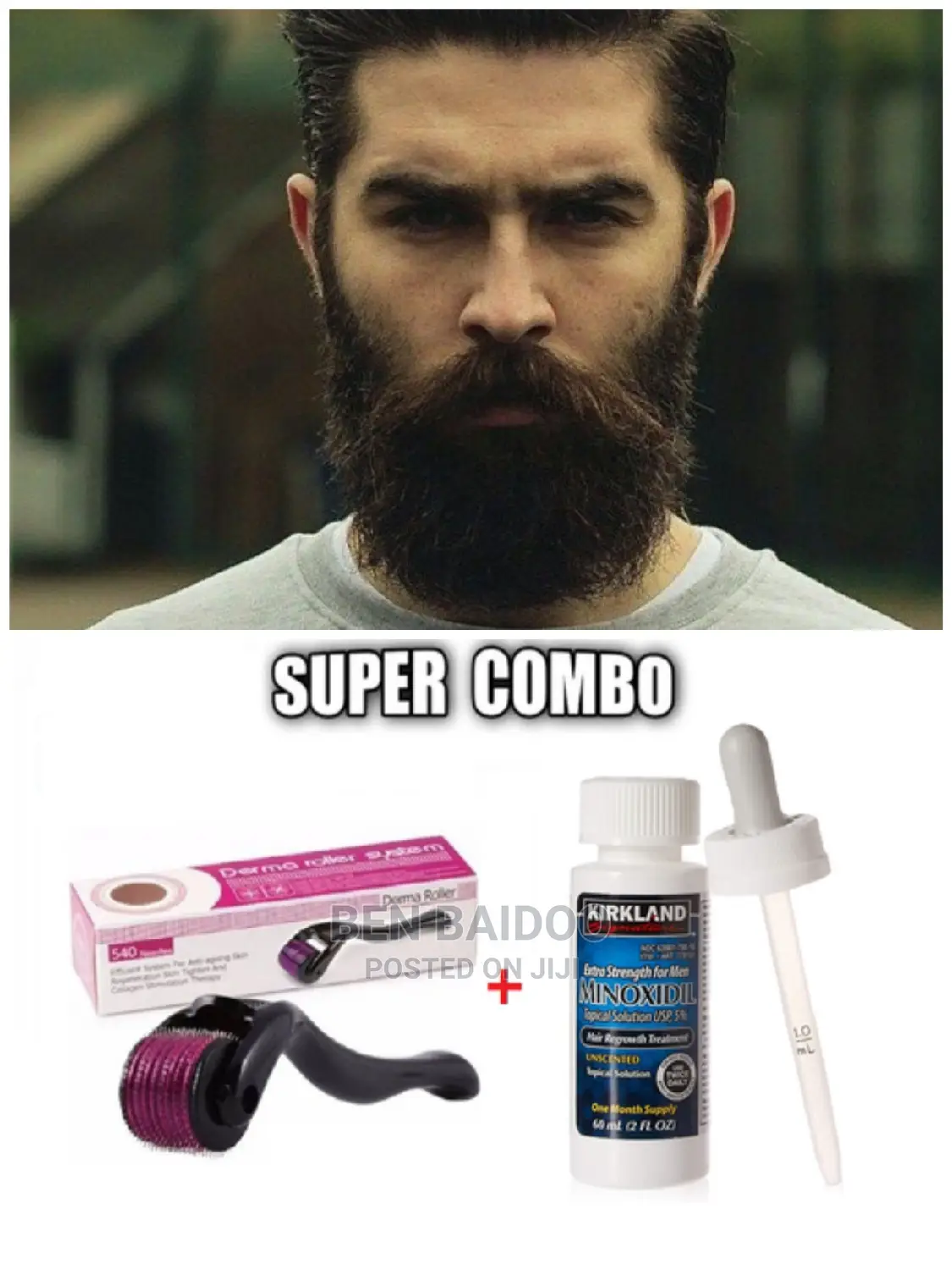 Kirkland Best Beard Growth And Derma Roller Super Combo