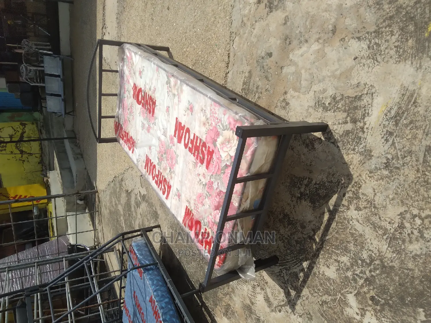 Single Metal Bed and Mattress