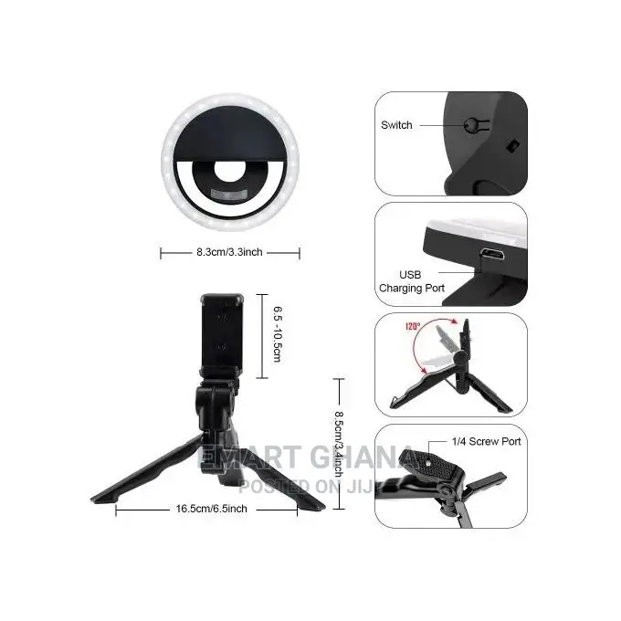 ARHANORY Tripod Stand With LED Ring Light - Black