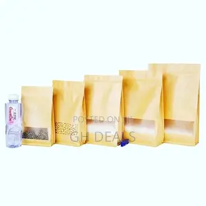 Kraft Paper Stand Up Bags Zip Lock Bag With Matte Window