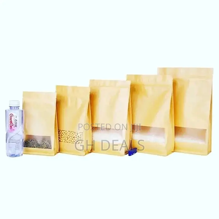 Kraft Paper Stand Up Bags Zip Lock Bag With Matte Window