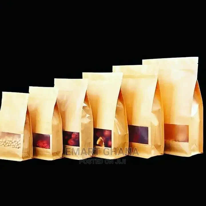 Kraft Paper Stand Up Bags Zip Lock Bag With Matte Window