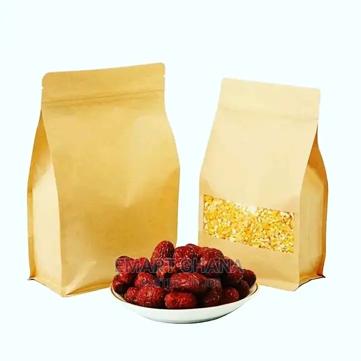 Kraft Paper Stand Up Bags Zip Lock Bag With Matte Window