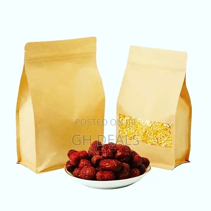 Kraft Paper Stand Up Bags Zip Lock Bag With Matte Window
