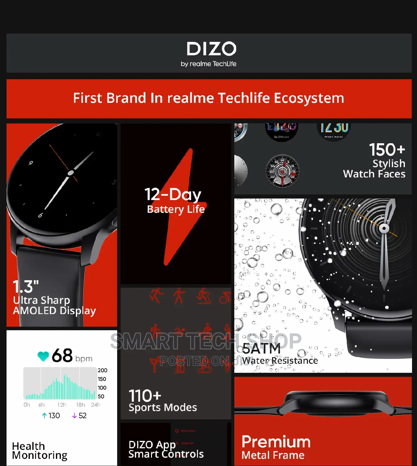 Realme Techlife DIZO Watch R Smart Watch With 12days Battery