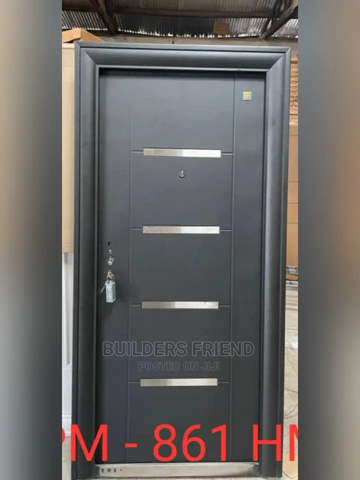 All Black Stainless Steel Security Door+Frame+Locks Complete