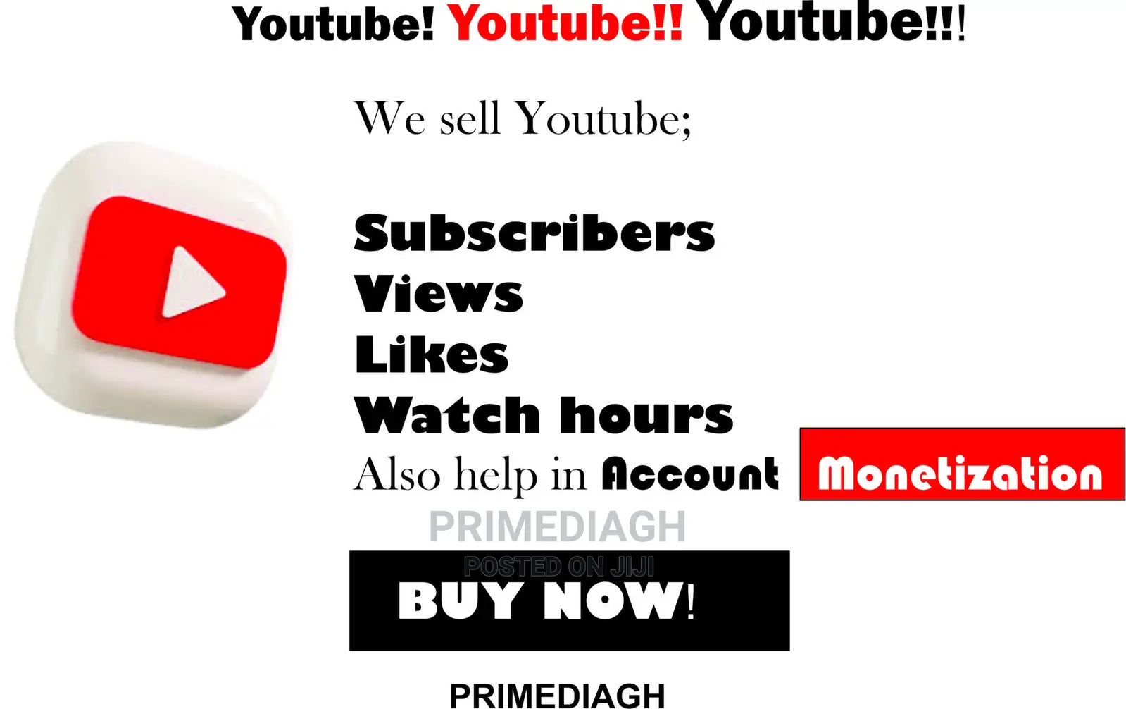 Youtube Services( Subscribers - Likes - Views - Watch Hours)