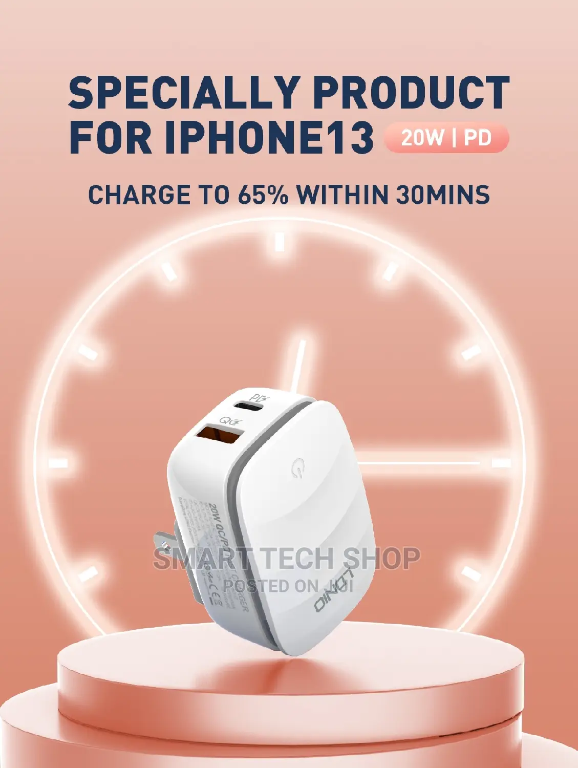 LDNIO Wall Charger LED Lamp 20W PD USB Fast Charge iPhone 13