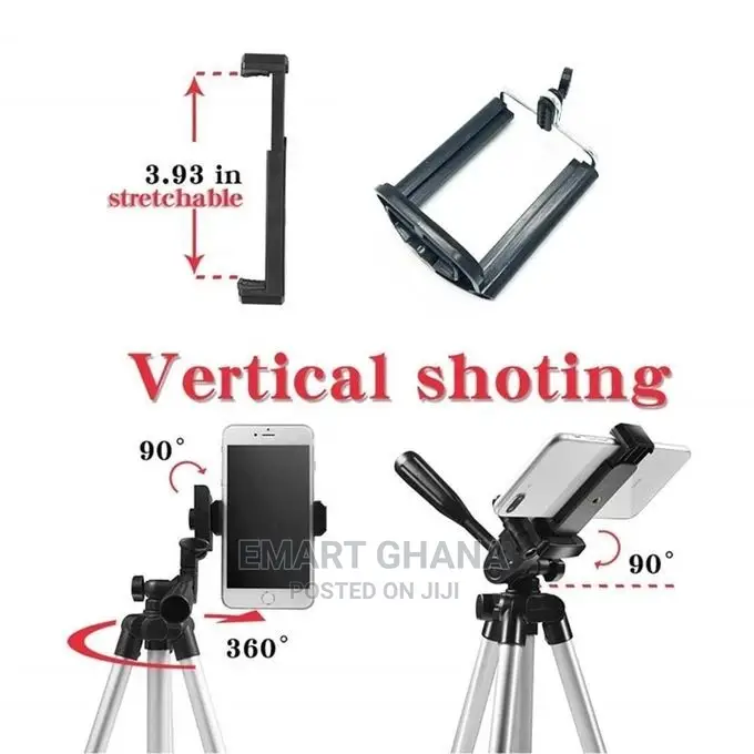 ARHANORY 1.1M Tripod Stand Set for Phone Camera - Silver